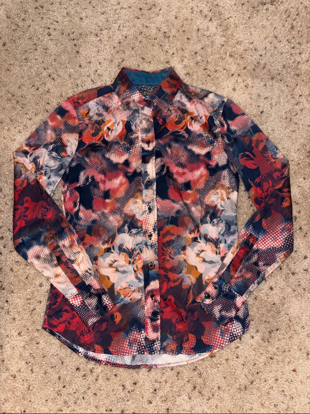 Robert Graham Multicolor Floral Long-Sleeve Button-Down Shirt Size XS